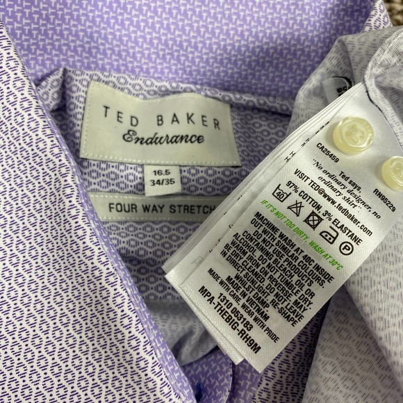 Ted Baker Dress Shirt Purple Button Up Long Sleeve - Picture 9 of 11